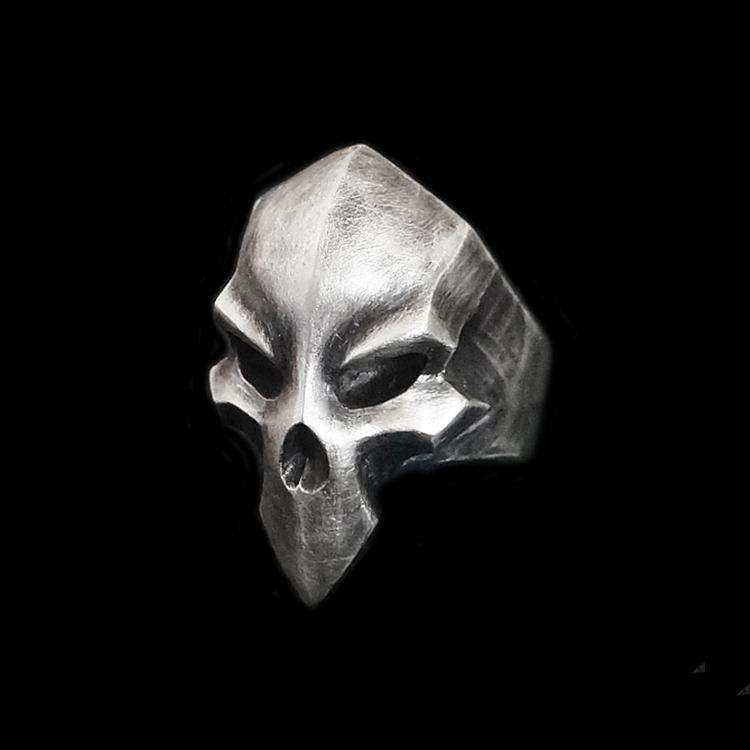 Death Skull Ring - Heavy 925 Silver Hand Carved Gothic Collector's Jewelry