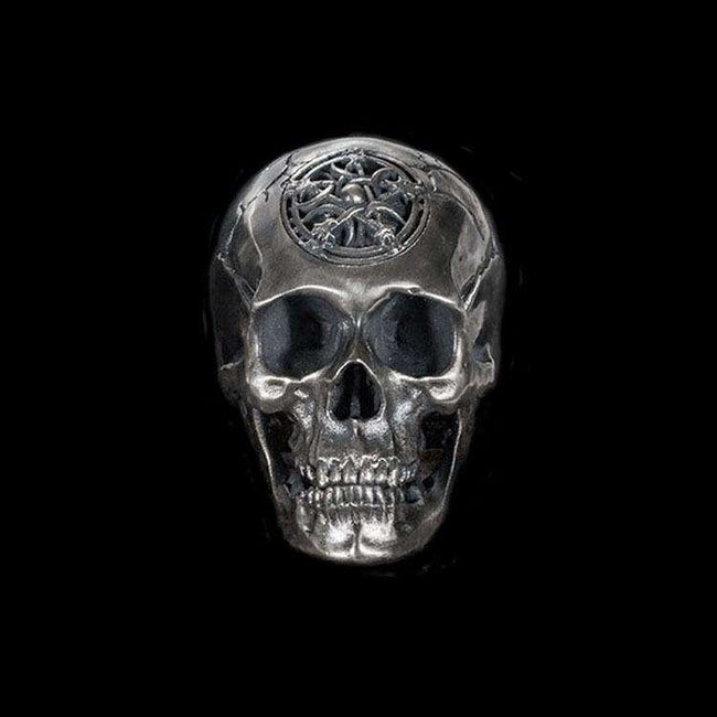 Pentacle magic Skull ring 925 Sterling Silver ring SSJ109 Hover Image