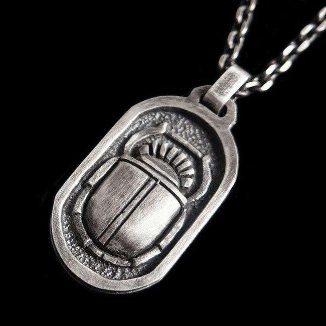 Egyptian Scarab 925 silver necklace Pendant SSP65 Hover Image