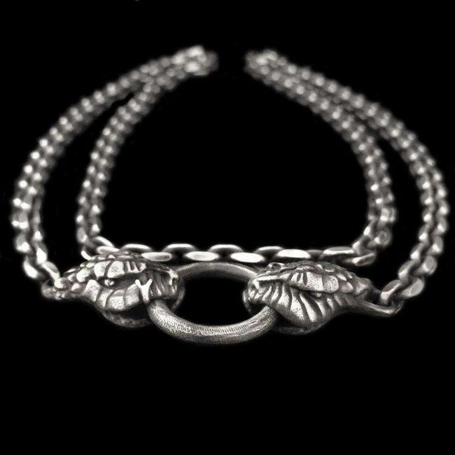 Elevate Your Style with a Double Head Silver Snake Necklace Hover Image