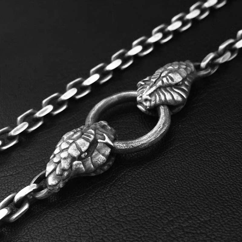 Elevate Your Style with a Double Head Silver Snake Necklace