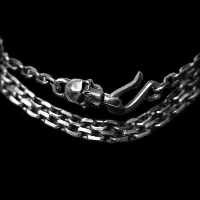 Skull button Silver Necklace Pendant SSN23 Hover Image