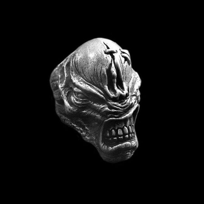 Zombie ring 925 Silver living dead Devil monster ring Hover Image