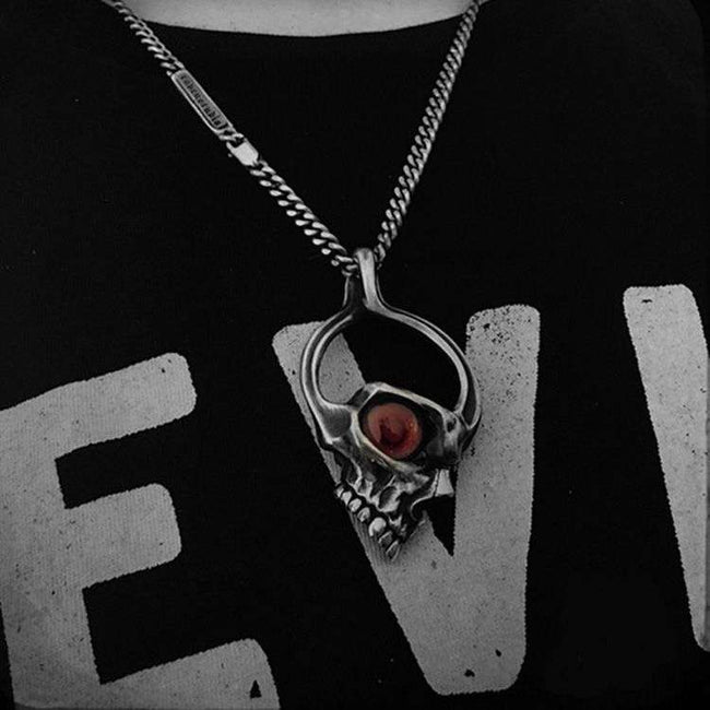 Blood soaked pupil 925 silver skull pendant SSP70 Main Image