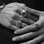 Silent handshake Live out the self 925 men silver wedding rings.