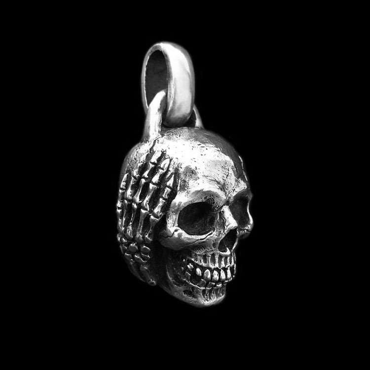 No hear No see No say 925 silver skull pendant SSP73