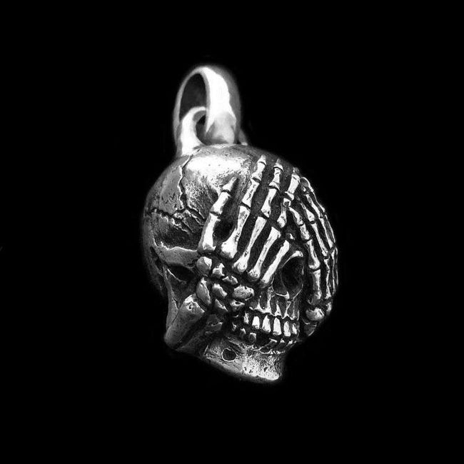 No hear No see No say 925 silver skull pendant SSP73 Main Image