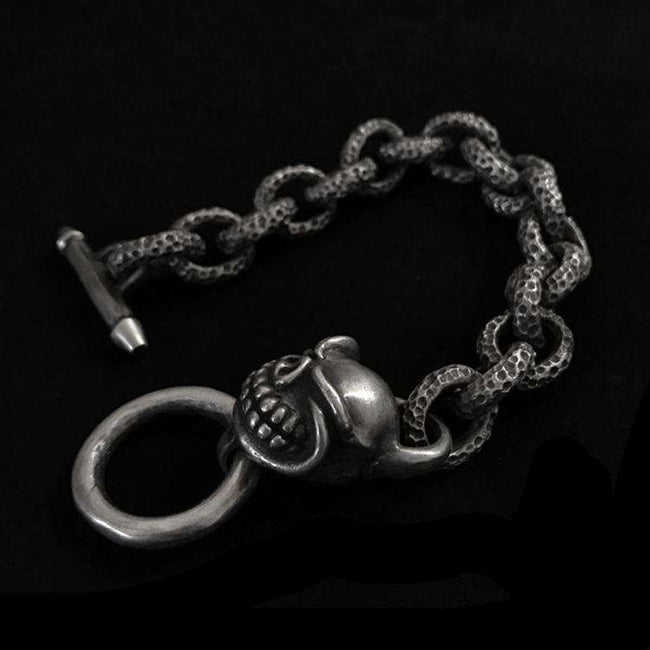 Meteor crater skull Bracelet 925 silver Bracelet SSB48 Main Image