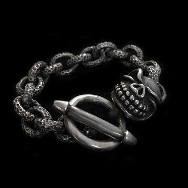 Meteor crater skull Bracelet 925 silver Bracelet SSB48 Hover Image