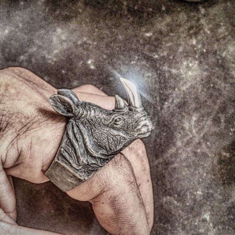 Rhino ring | Rhino Original design handmade 925 silver rings SSJ133