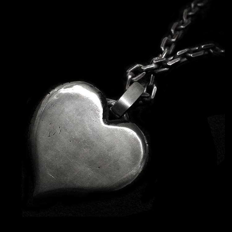 Heart shaped skull Goat horn 925 silver necklace pendant SSP89