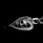 Heart shaped skull Goat horn 925 silver necklace pendant SSP89
