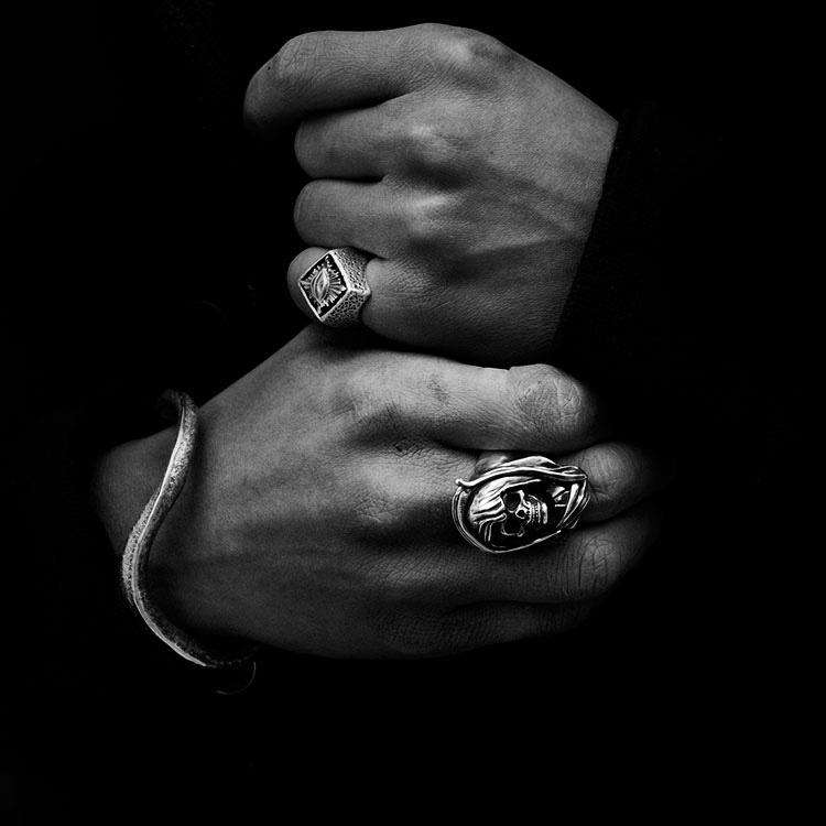 Der Totmacher Skull Ring - Heavy 925 Silver Germanic Gothic Collector's Piece