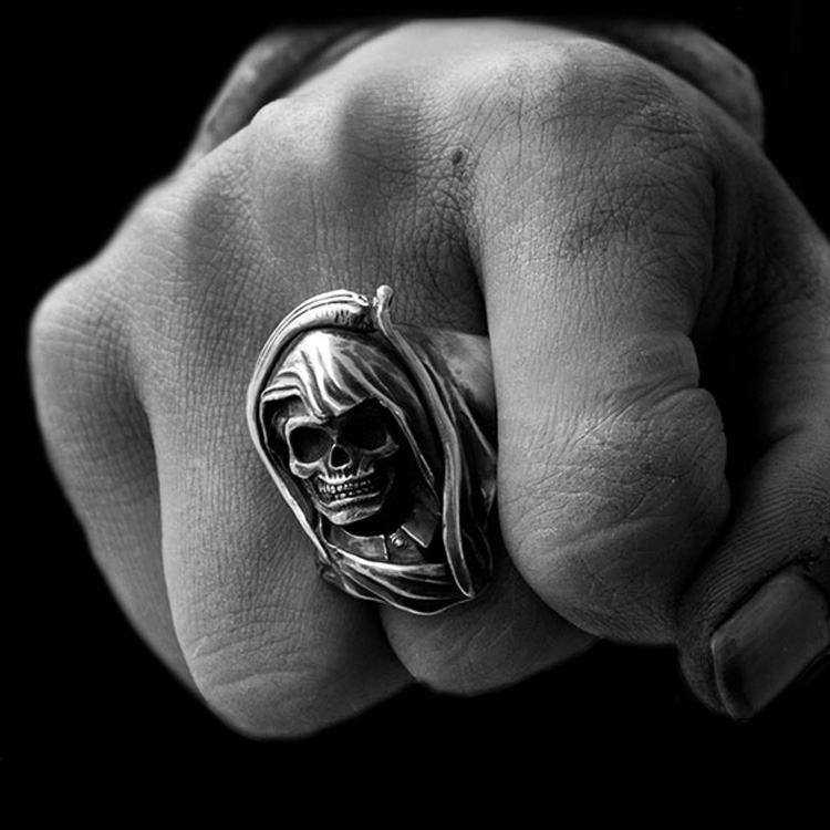 Der Totmacher Skull Ring - Heavy 925 Silver Germanic Gothic Collector's Piece