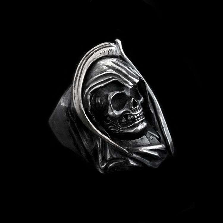 Der Totmacher Skull Ring - Heavy 925 Silver Germanic Gothic Collector's Piece