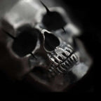 Scarred Skull Men's Ring – Edgy 925 Silver Gothic Band for Rebellious Style