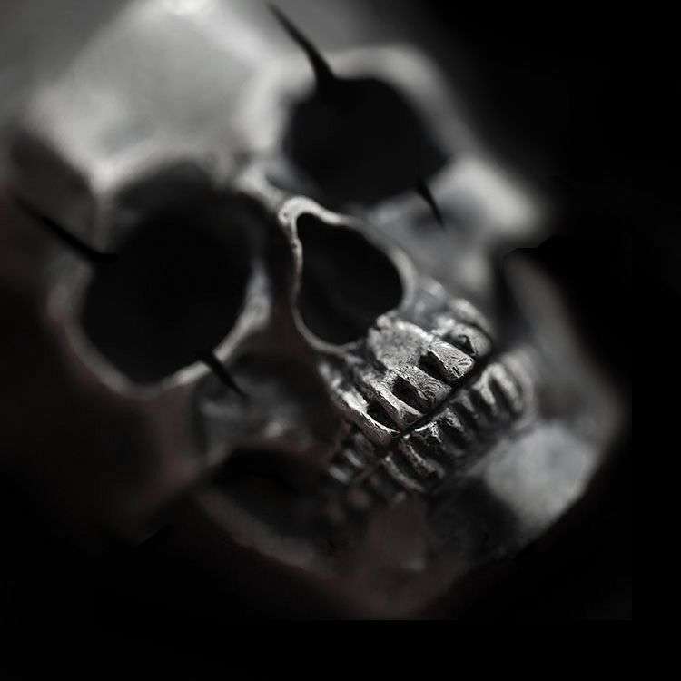 Scarred Skull Men's Ring – Edgy 925 Silver Gothic Band for Rebellious Style