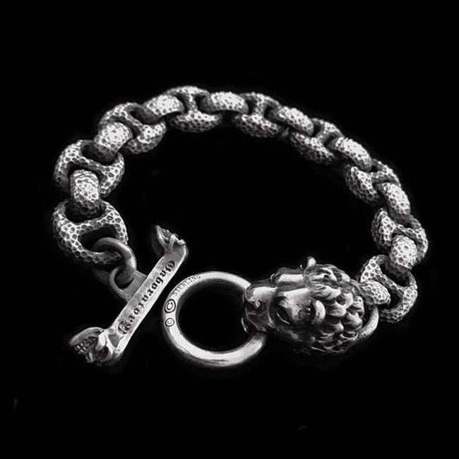 Meteorite crater Lion Bracelet 925 silver Bracelet SSB51 Hover Image