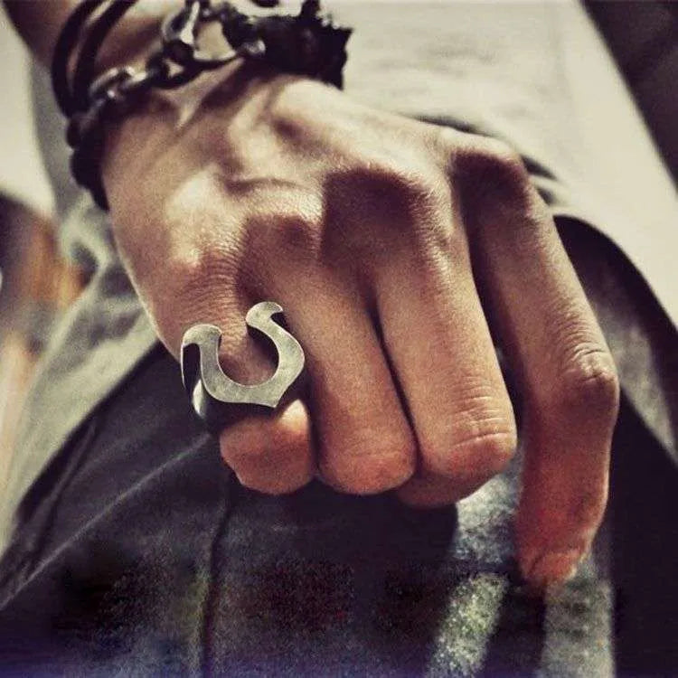 Mens horseshoe rings lucky Horseshoe ring 925 silver mens rings