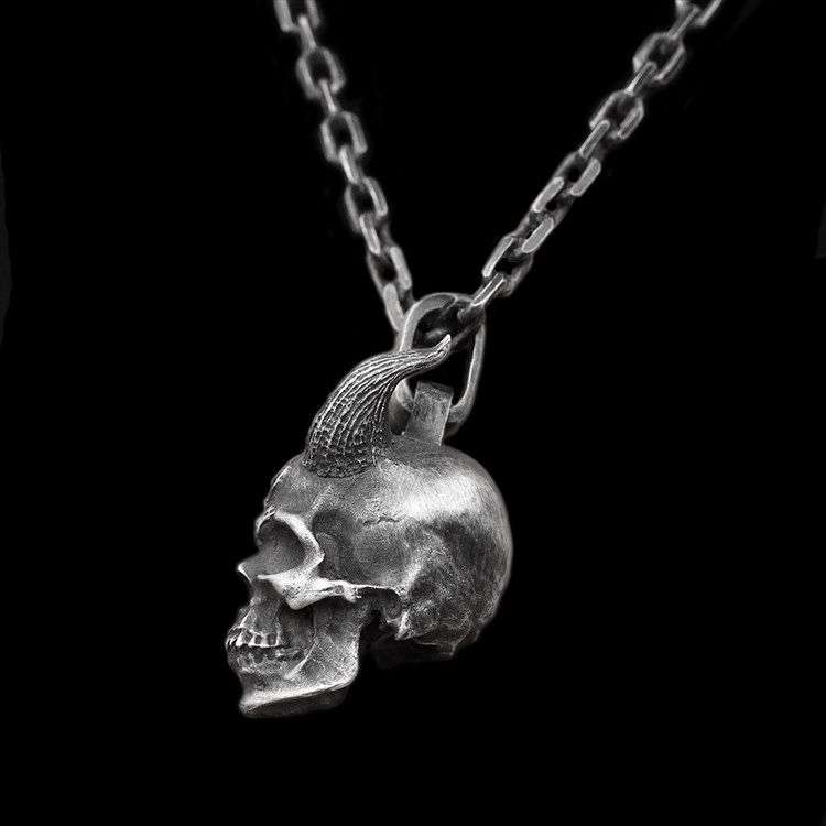 Horn Skull Solid Pendant Heavy locomotive 925 silver pendants SSP93