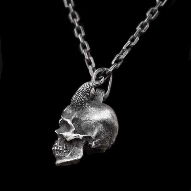 Horn Skull Solid Pendant Heavy locomotive 925 silver pendants SSP93 Main Image