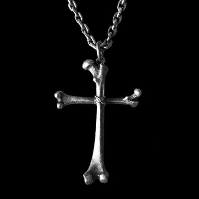 Bone silver cross pendant showcases your inner rebel  Hover Image