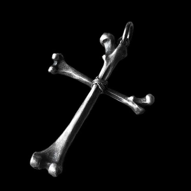 Bone silver cross pendant showcases your inner rebel Main Image