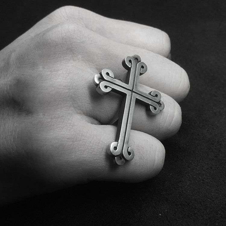 Cross Ring 925 silver mens pinky rings 