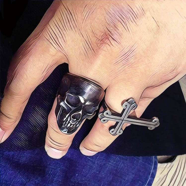 Dark Empire Skull Ring - Heavy 925 Sterling Silver Hand Carved Gothic Gift