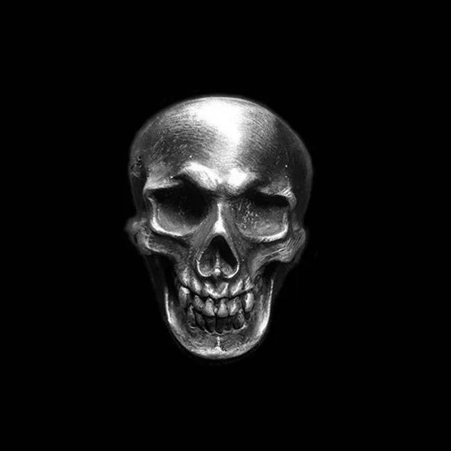 Dark Empire Skull Ring - Heavy 925 Sterling Silver Hand Carved Gothic Gift Hover Image
