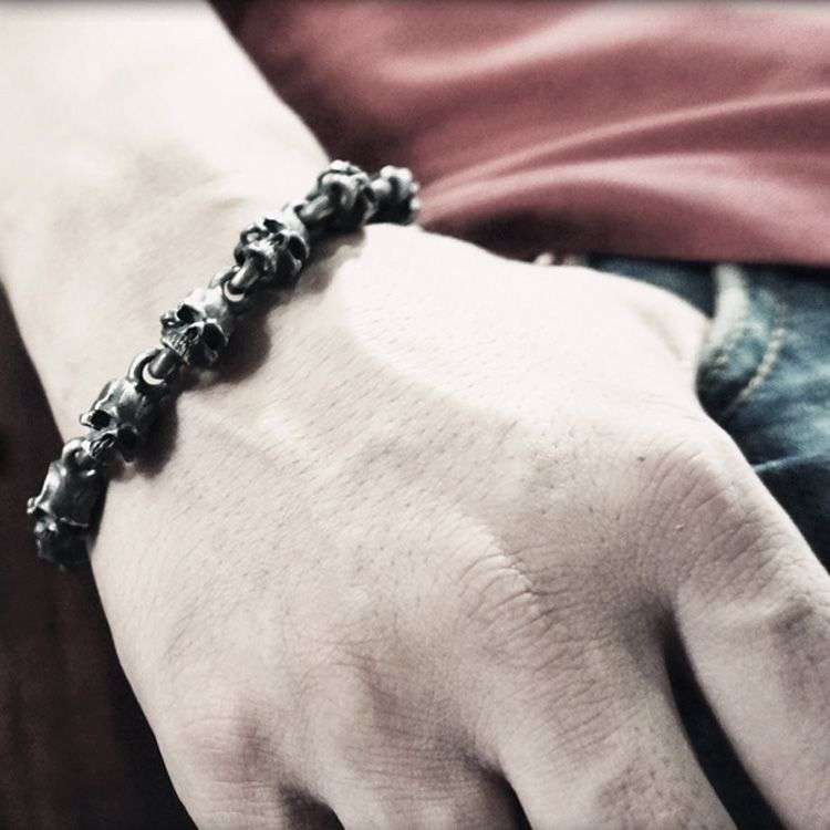 Sterling Silver Skull Bracelet Timeless Symbol of Edgy Elegance