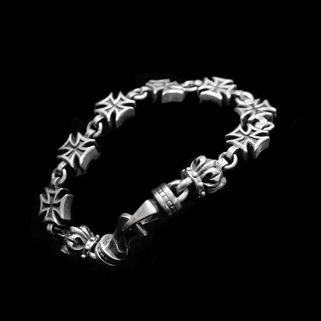 925 Silver Cross Bracelet - Unisex Religious Jewelry Hover Image