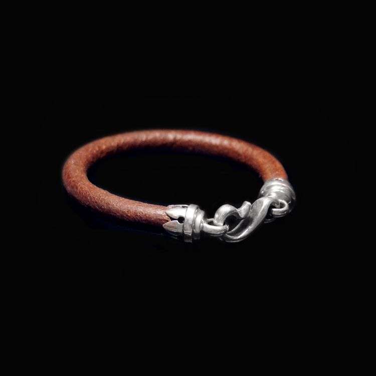 Silver FLOWER Hook Cowskin Bracelet 925 silver Cowskin Bracelets SSB60