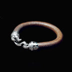 Silver FLOWER Hook Cowskin Bracelet 925 silver Cowskin Bracelets SSB60
