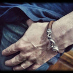 Silver FLOWER Hook Cowskin Bracelet 925 silver Cowskin Bracelets SSB60