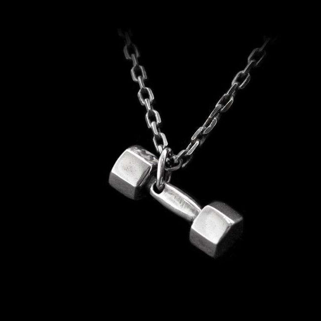 Gym dumbbell pendant 925 silver dumbbell pendants SSP100 Hover Image