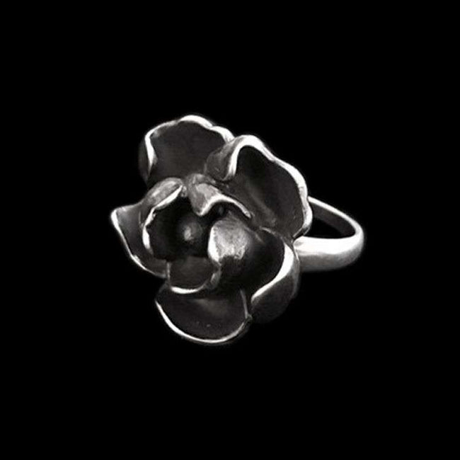 Rose Flower Ring - Heavy 925 Silver Blooming Gothic Collector's Artifact Hover Image