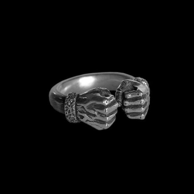 Fist of strength ring 925 silver Fist mens pinky rings Main Image