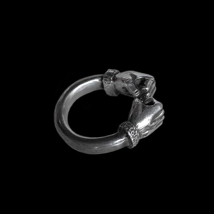 Fist of strength ring 925 silver Fist mens pinky rings