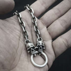 Double Skull Necklace 925 Silver Skull Necklace