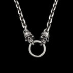 Double Skull Necklace 925 Silver Skull Necklace