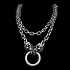 Double Skull Necklace 925 Silver Skull Necklace