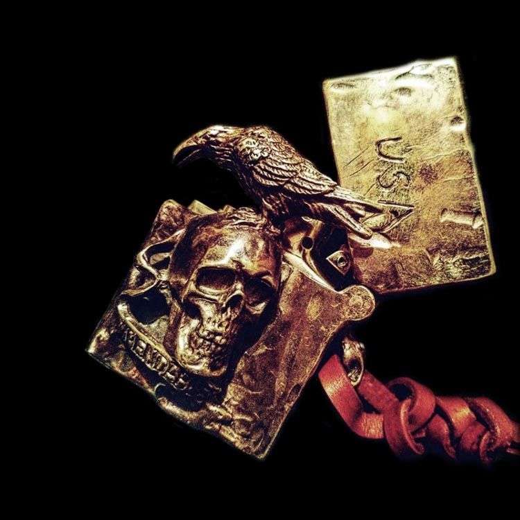 Suicide Squad Skull Brass Zippo Case - Hand Engraved Cover