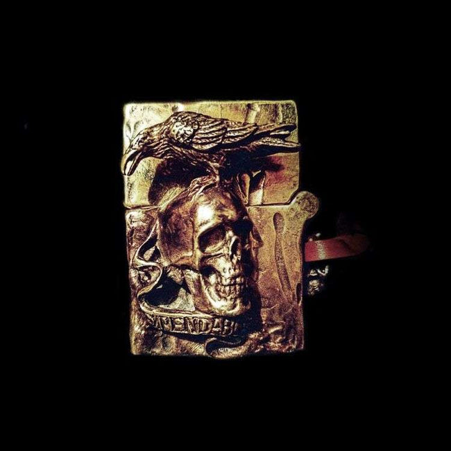 Suicide Squad Skull Brass Zippo Case - Hand Engraved Cover Hover Image