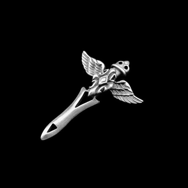 Angel silver cross pendant Cupid pendant necklace