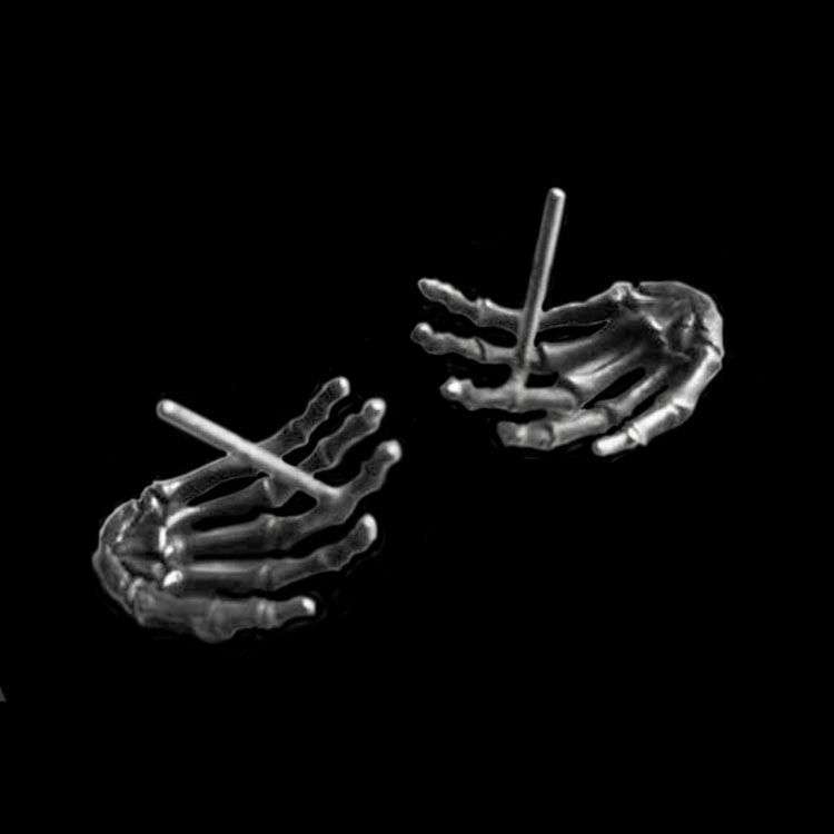 Hand Bones Earrings - Handmade Anatomical Men's Gothic Jewelry