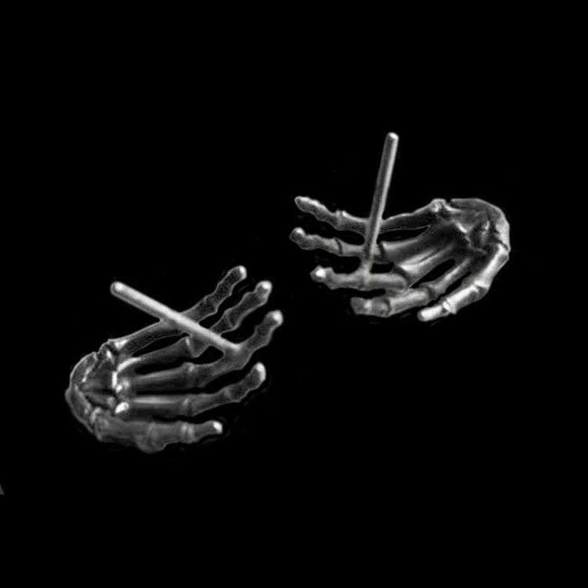 Hand Bones Earrings - Handmade Anatomical Men's Gothic Jewelry Hover Image