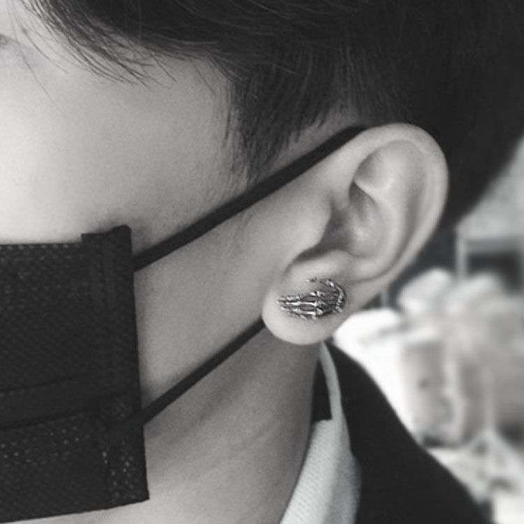 Hand Bones Earrings - Handmade Anatomical Men's Gothic Jewelry