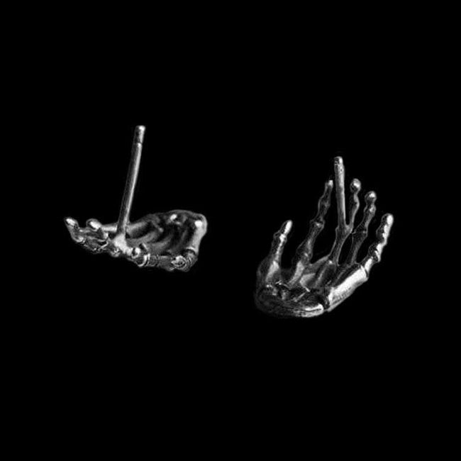 Hand Bones Earrings - Handmade Anatomical Men's Gothic Jewelry Main Image