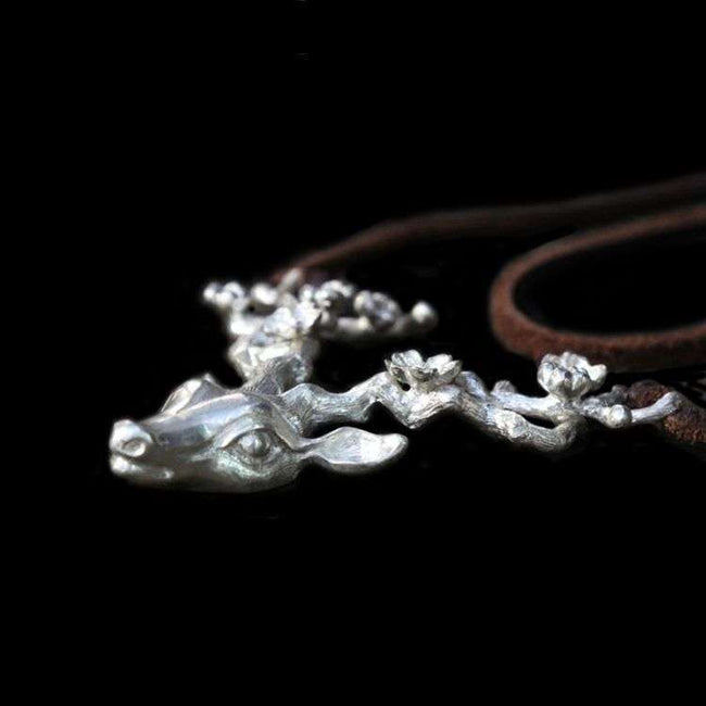 Deer head necklace pendant 925 Sterling Silver Christmas deer pendants SSP117 Main Image